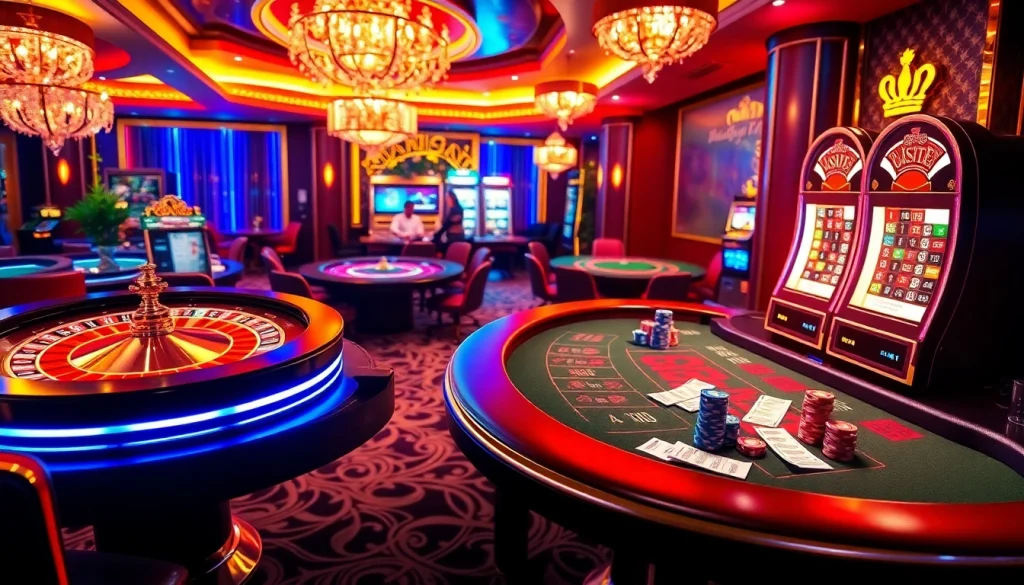 XSMB247 gamblers enjoying an exciting round at the poker table in a luxurious casino setting.