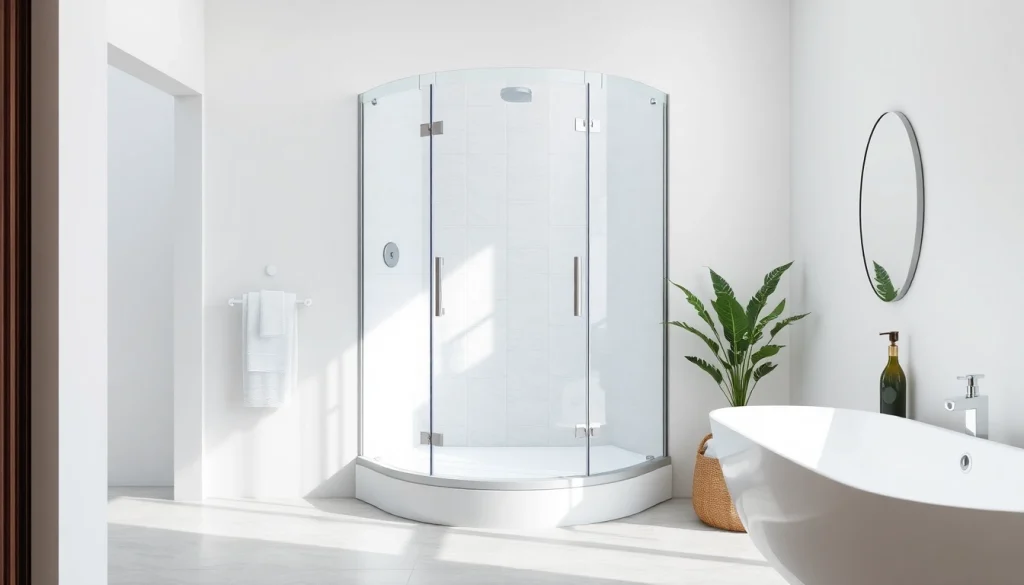 Duschkabine 90x90 komplett elegant in modernem Badezimmer mit klaren Linien und stilvollem Design.