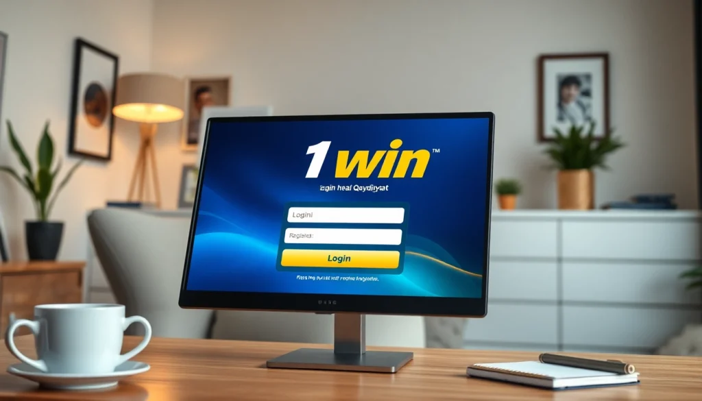 1win qeydiyyat mərhələsini qeyd edən müasir onlayn qumar platforması interfeysi.