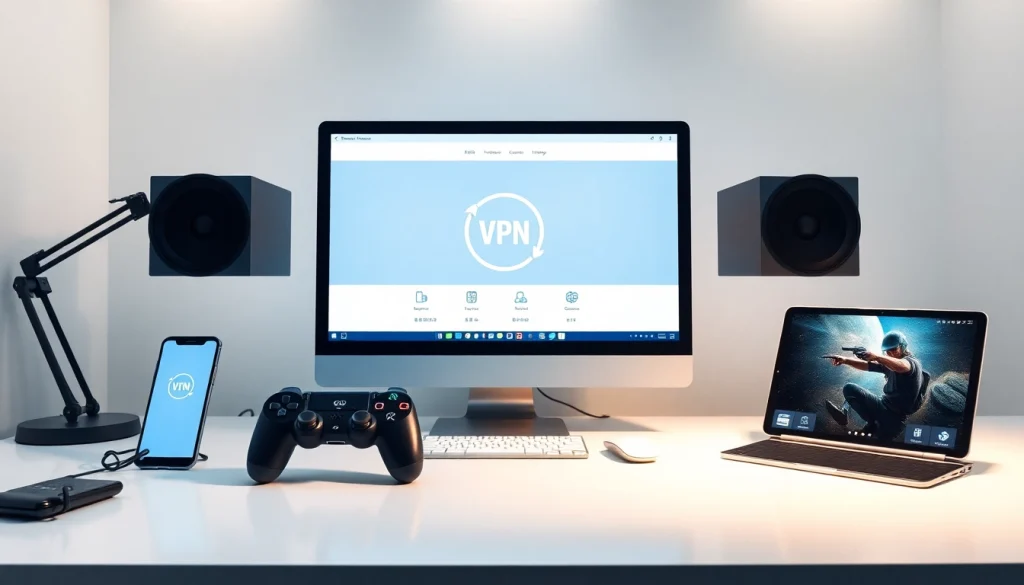 快连官网 VPN 数字工作区，展示多平台互联性与现代科技。