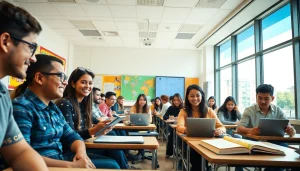 Dynamic classroom scene showcasing education as a pathway to equity and innovation.