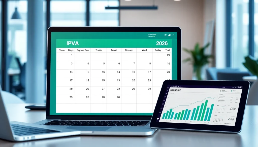 Comprehensive IPVA GO 2026 calendar with clear payment dates and financial documents.