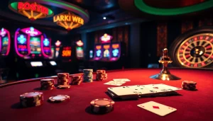 The hidden wiki 2 inspires a thrilling casino scene with poker chips, elegant cards, and a vibrant roulette wheel.