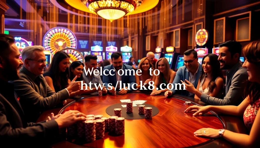 Trải nghiệm những trận poker đầy hồi hộp tại https://luck8.com với ánh đèn casino sinh động và những người chơi háo hức.