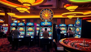Players enjoying the Slot Depo 1000 machines in a vibrant casino atmosphere.