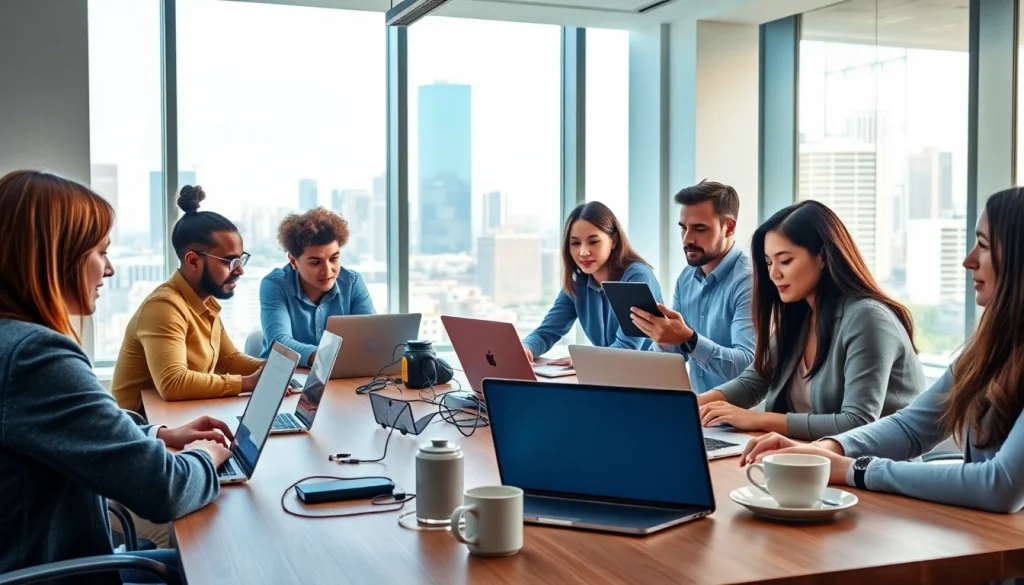 Engaged professionals collaborating in a modern workspace representing https://forumup.org/ community building.