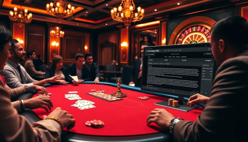 The official hidden wiki overlays a thrilling poker game with players engaged in strategic bets and lively action.