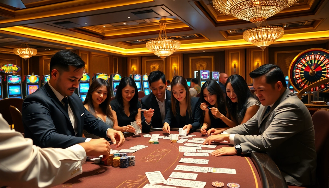 Para pemain terlibat dalam sesi perjudian yang mendebarkan di kasino mewah yang menampilkan Utama4D