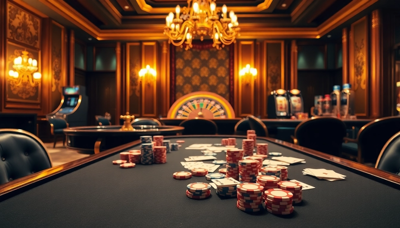 Experience the thrill of gambling at RR99 with vibrant poker chips and roulette wheels.
