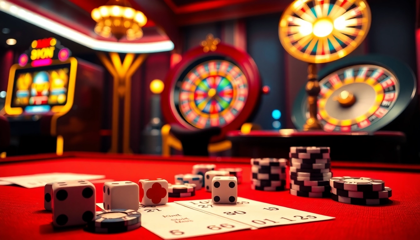 Engaging players enjoying excitement at https://taixiumd5.fan/ with vibrant dice and poker chips.