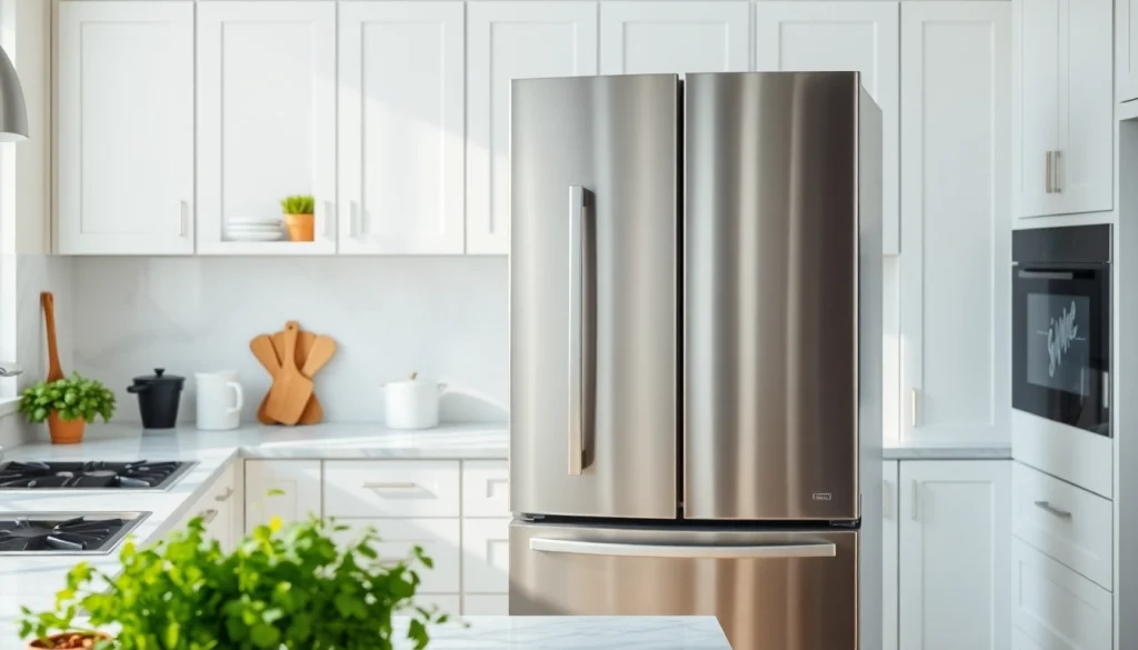 Showcasing modern refrigerator sales in a bright, inviting kitchen setting.