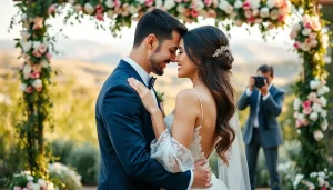 Carmel wedding photography capturing a couple celebrating their love amidst a beautiful garden.