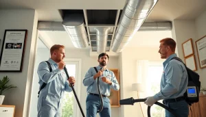 Expert technicians providing professional Air Duct Cleaning Service in a modern home, ensuring safe indoor air quality.