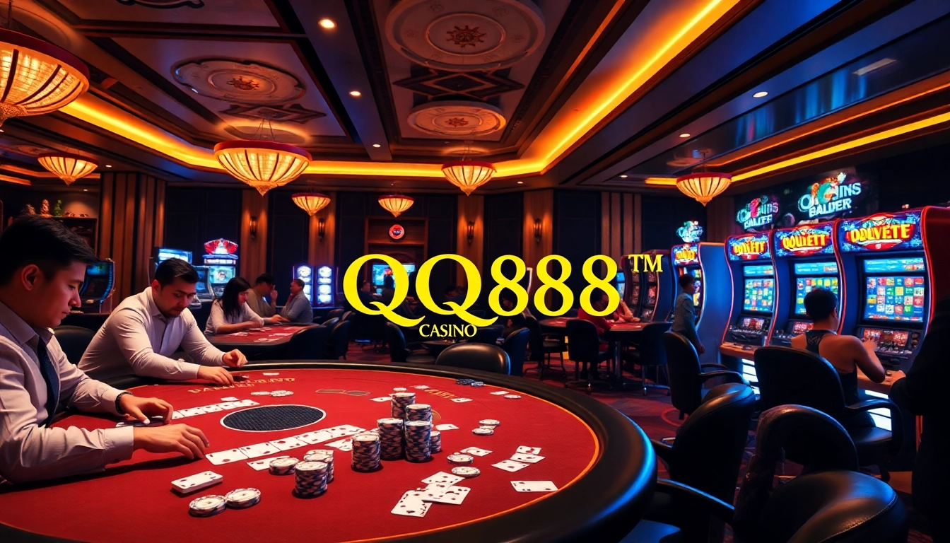 Experience thrilling gambling action at QQ88 casino with vibrant games and luxurious atmosphere.