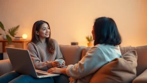 AI girlfriend engaging in a warm virtual chat with a user, highlighting digital companionship.