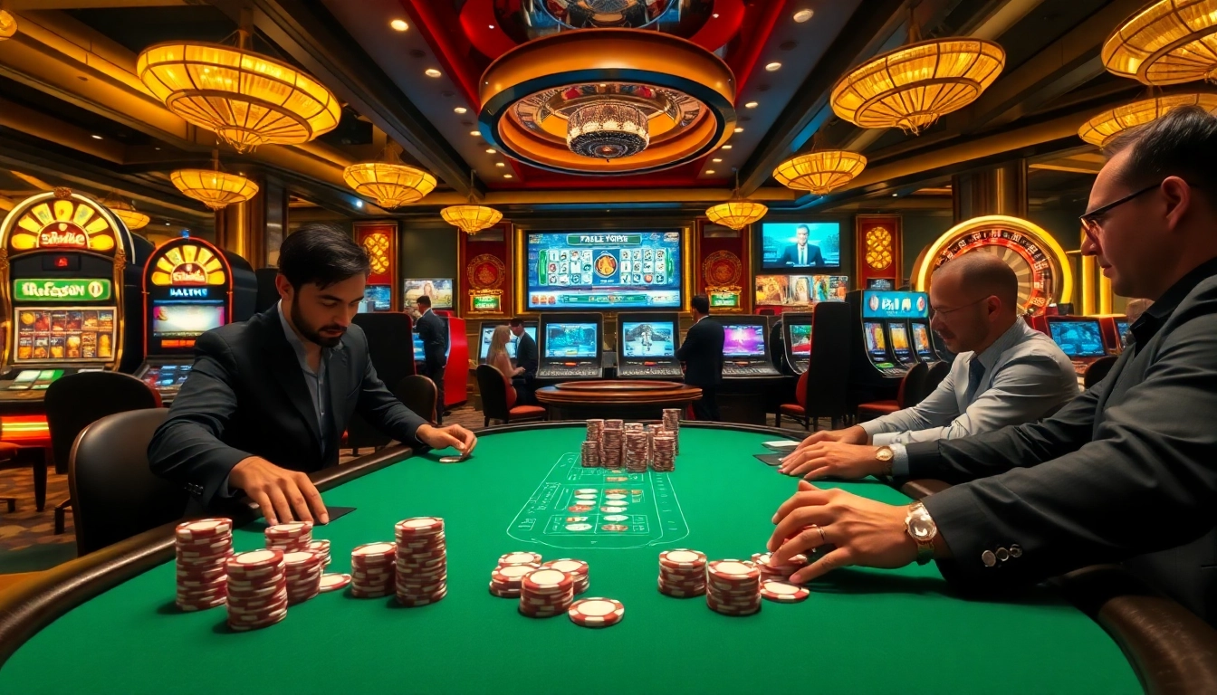 Vivez l'excitation du casino en ligne France avec une scène animée de table de poker mettant en avant enjeux et stratégie.