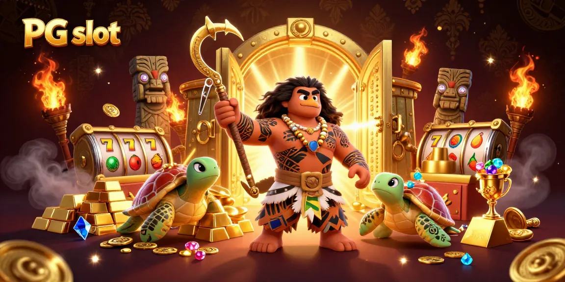 Spin to win with PG slot, featuring vibrant characters and dazzling treasures in a casino atmosphere.