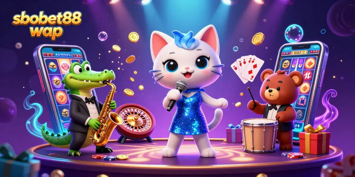 Engage with sbobet88 wap through vibrant casino visuals featuring lively characters and dynamic game elements.