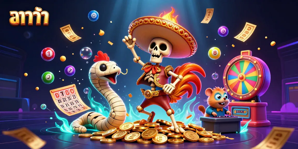 Engage in vibrant บาคาร่า gameplay featuring a festive casino scene with animated characters and lively elements.