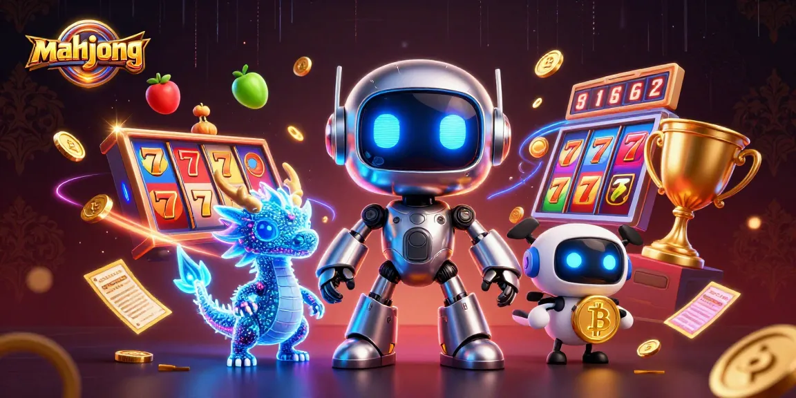 Engage in mahjong with lively 3D illustrations showcasing vibrant slot reels and rewards.