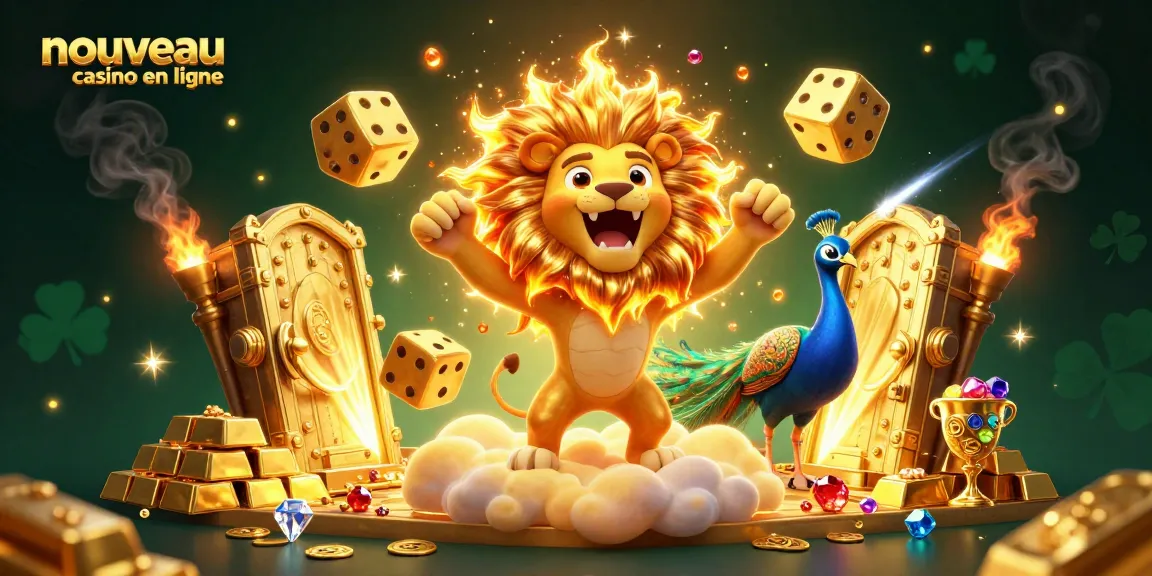 Découvrez l'univers du nouveau casino en ligne avec cette illustration dynamique et colorée, inspirée des jeux d'argent.