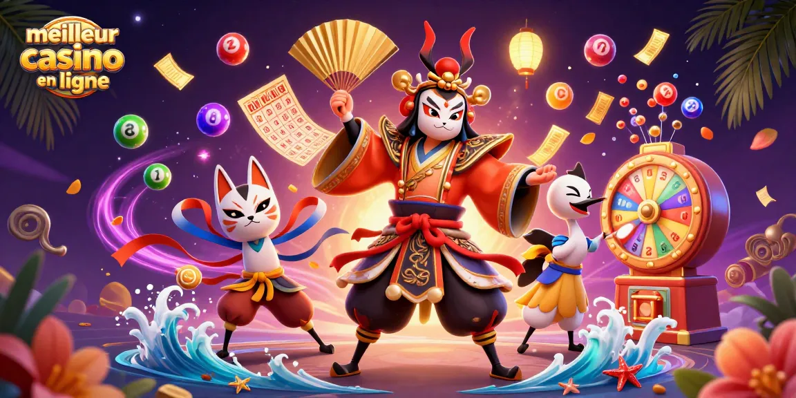 Visualisez le meilleur casino en ligne avec une illustration captivante et dynamique des jeux de loterie.