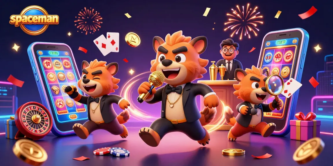 Spaceman slot action with hyenas performing in a casino club surrounded by vibrant slot game elements.