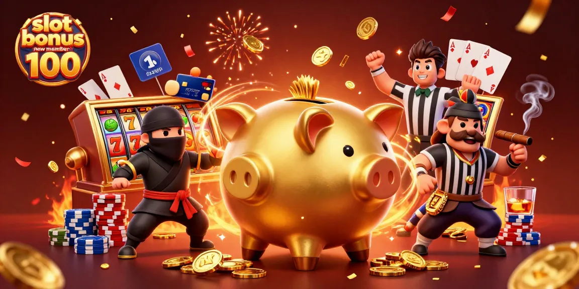 Experience the excitement of slot bonus new member 100 with engaging characters and a dynamic casino scene.