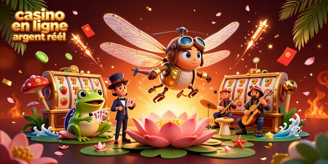 Vivez l'excitation des jeux dans un casino en ligne argent réel avec une illustration dynamique de personnages de casino.