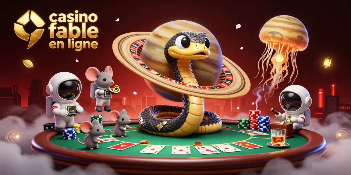 Les astronautes parient sur un serpent de Saturne en forme de roulette, symbole de casino fiable en ligne.