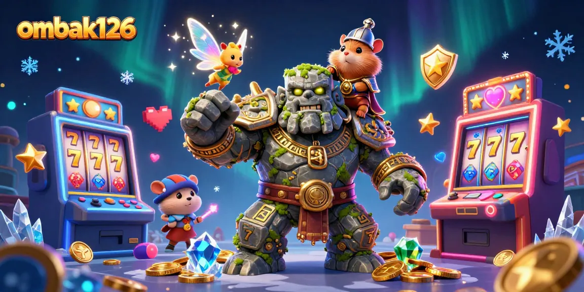 Spin the reels with ombak126 in a colorful slot machine adventure featuring magical characters.