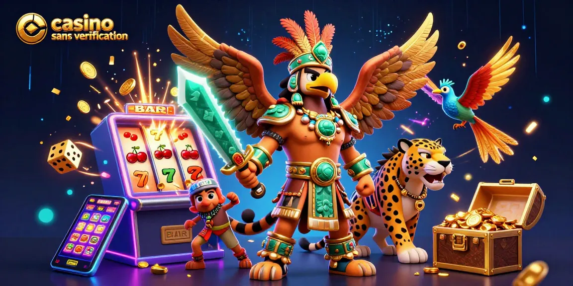Profitez des jeux captivants dans un casino sans vérification avec des guerriers aztèques et des machines à sous.