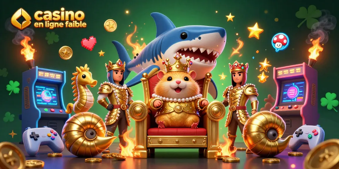 Jouer sur un casino en ligne fiable avec un roi hamster couronné et des gardes de hippocampe dans un décor vibrant.