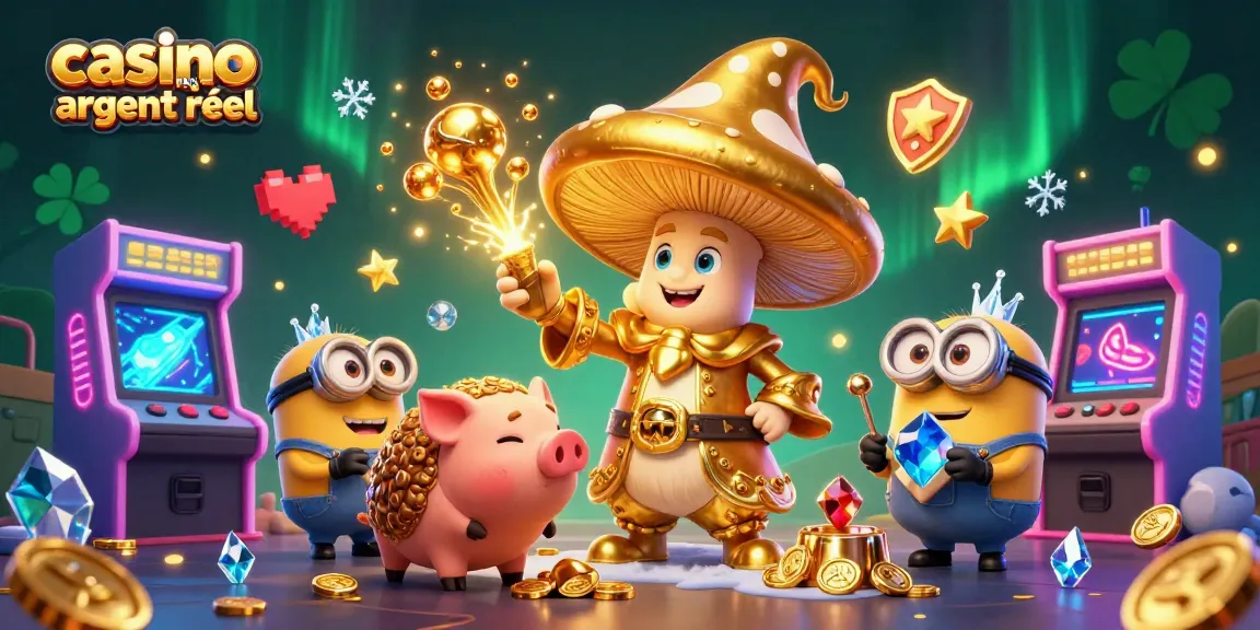 Jouez à un casino en ligne argent réel avec un roi champignon, un cochon et des joyaux brillants.