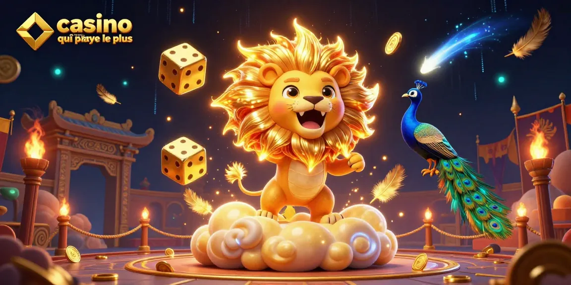 Illustration dynamique d'un casino en ligne qui paye le plus, avec des éléments de jeu et des personnages captivants.