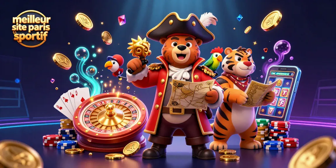 Bettez avec le meilleur site de paris sportif dans une scène dynamique illustrant des éléments de jeux.