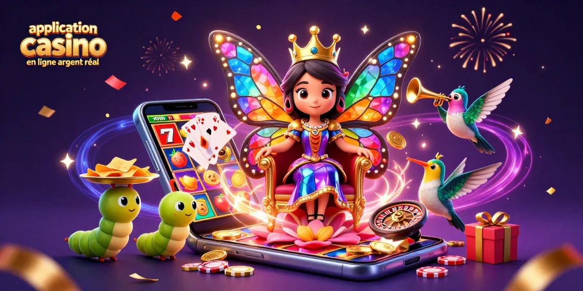 Application casino en ligne argent réel avec des personnages de casino colorés et des jeux d'argent